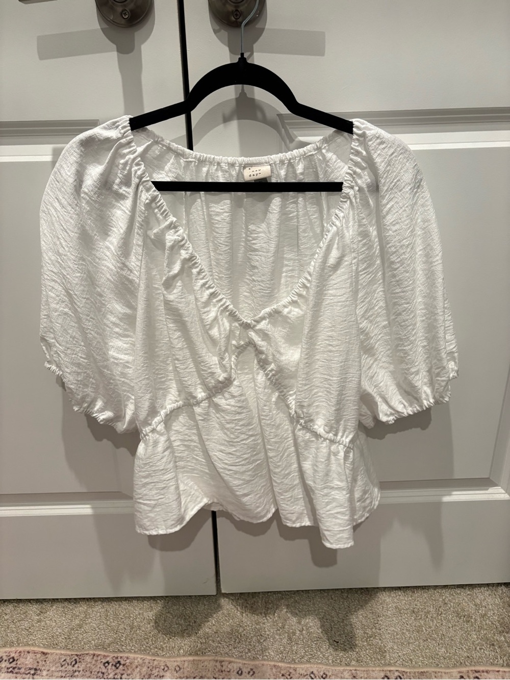 a new day White Peasant Puff Sleeve Blouse